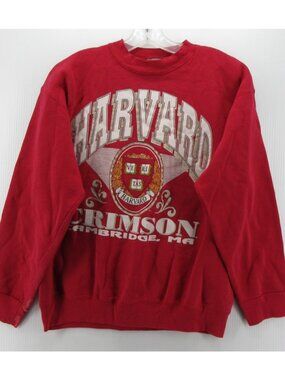 VINTAGE Harvard University Sweatshirt Large Red Savvy 80s USA *